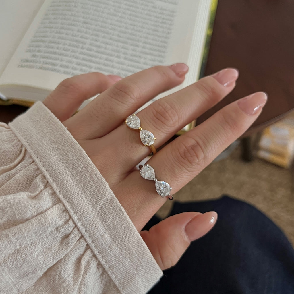 Anillo abierto de moissanitas 2,5 ct en plata