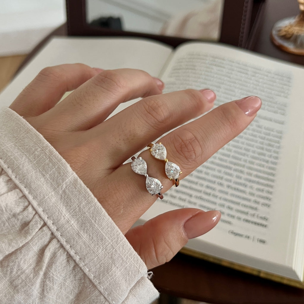 Anillo abierto de moissanitas 2,5 ct en plata