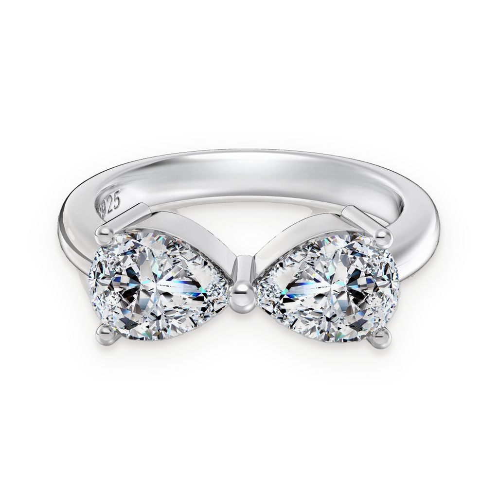 Anillo de dos piedras de moissanitas 1,25 ct en plata