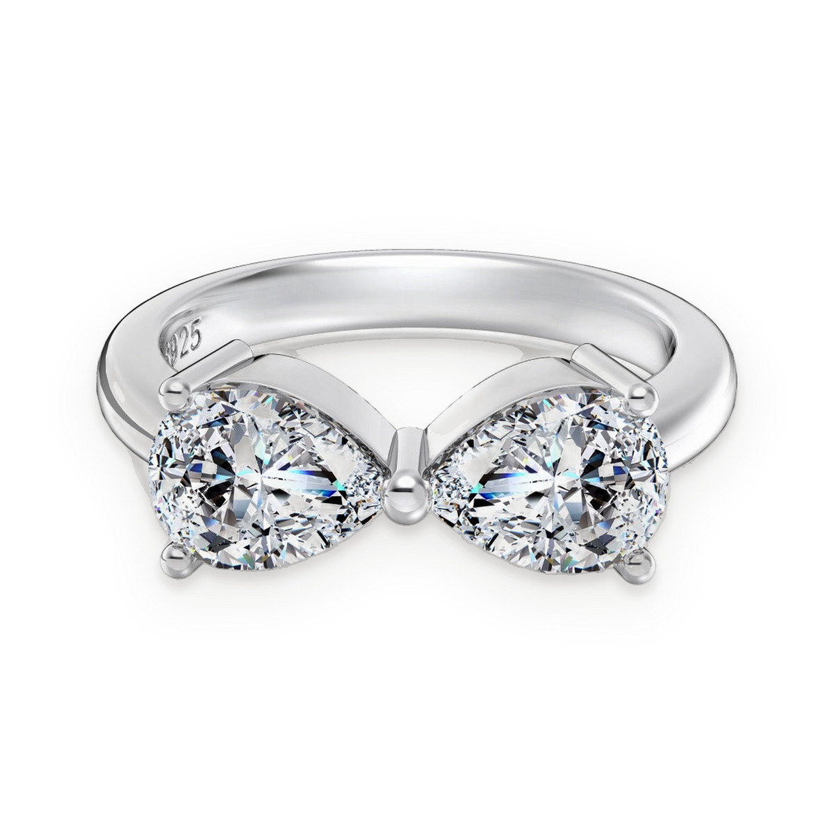 Anillo de dos piedras de moissanitas 1,25 ct en plata