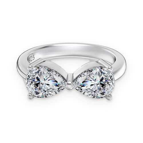 Anillo de dos piedras de moissanitas 1,25 ct en plata