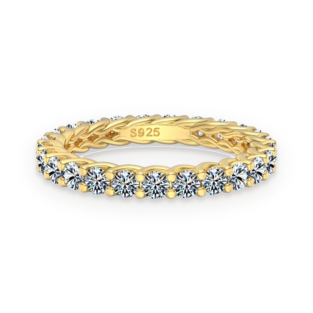 Anillo de eternidad de moissanitas 0,06 ct dorado