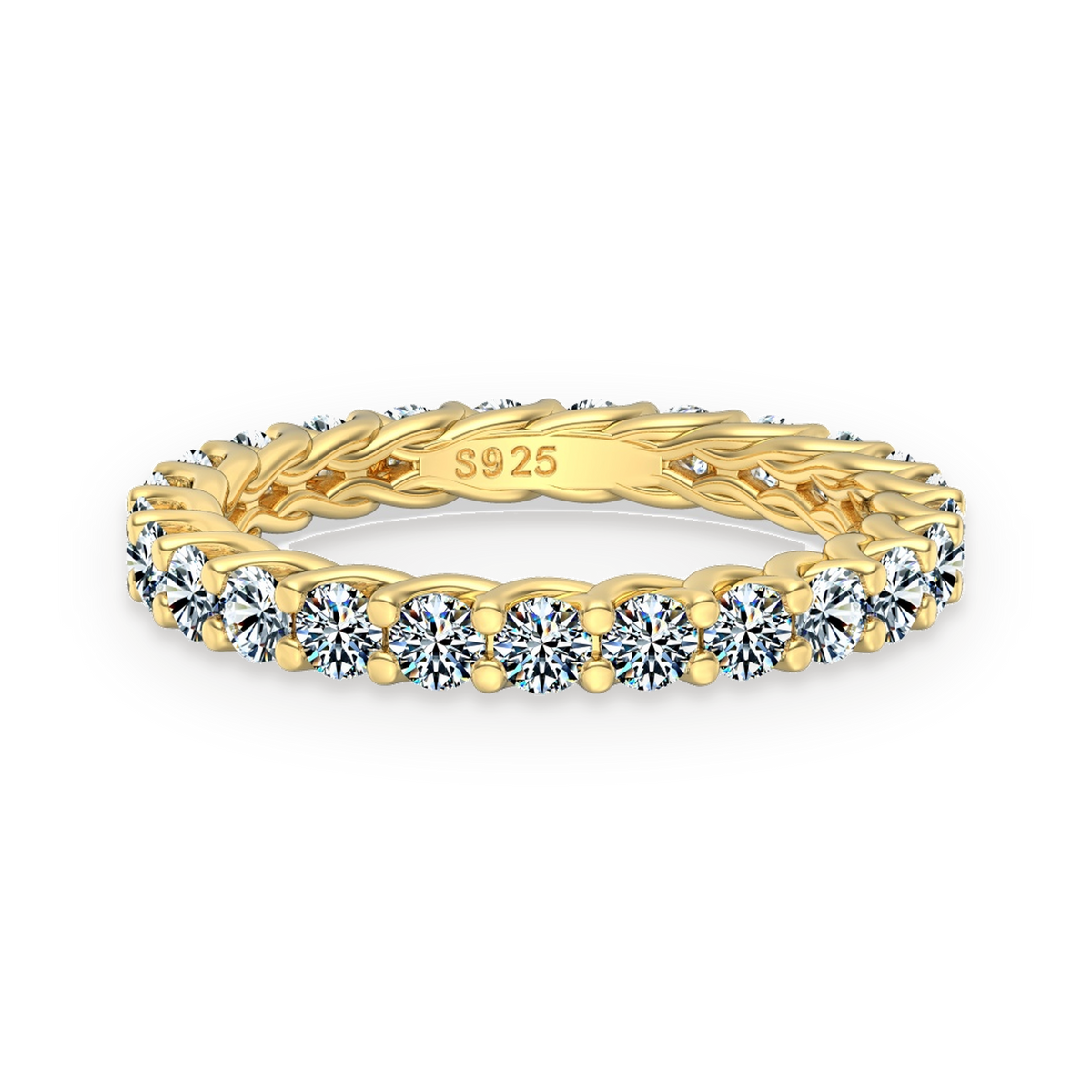 Anillo de eternidad de moissanitas 0,06 ct dorado