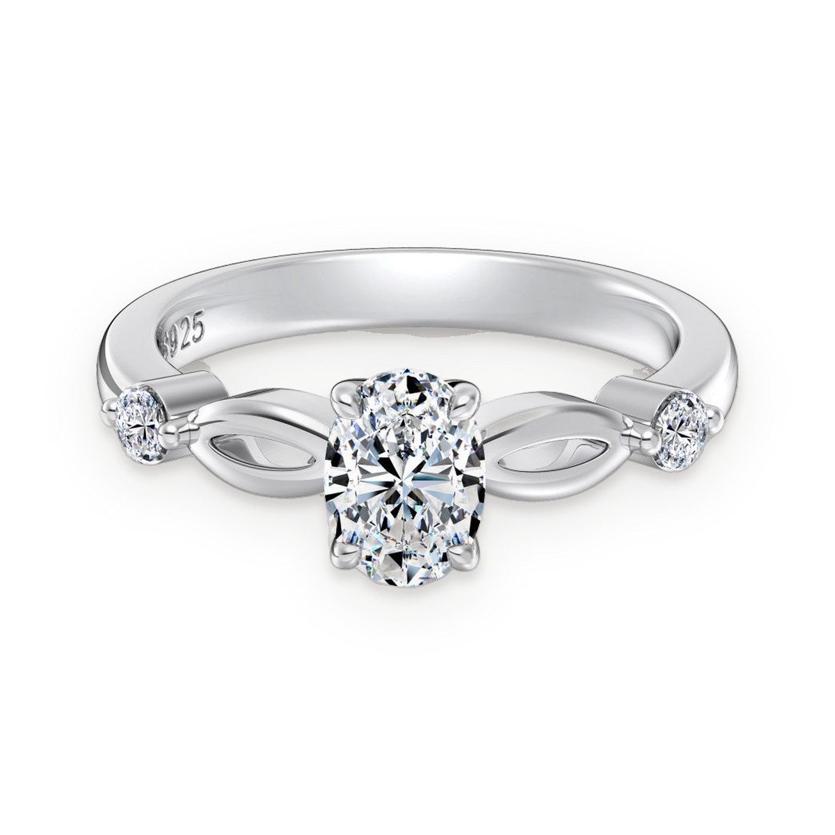 Anillo de tres piedras de moissanita 1 ct en plata