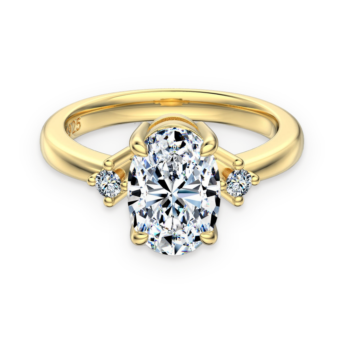 Anillo de tres piedras de moissanita 2,5 ct dorado