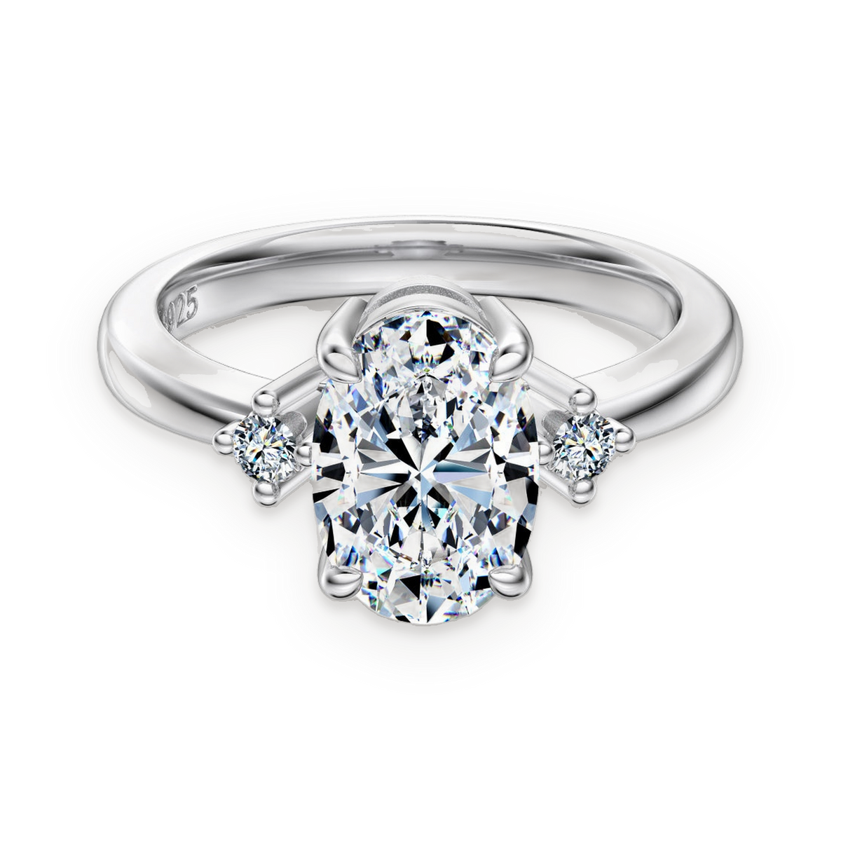 Anillo de tres piedras de moissanitas 2,5 ct en plata