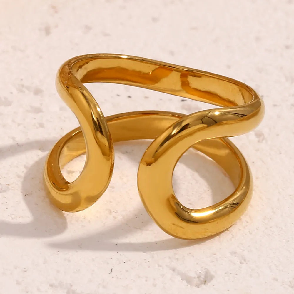 Anillo abierto en acero dorado