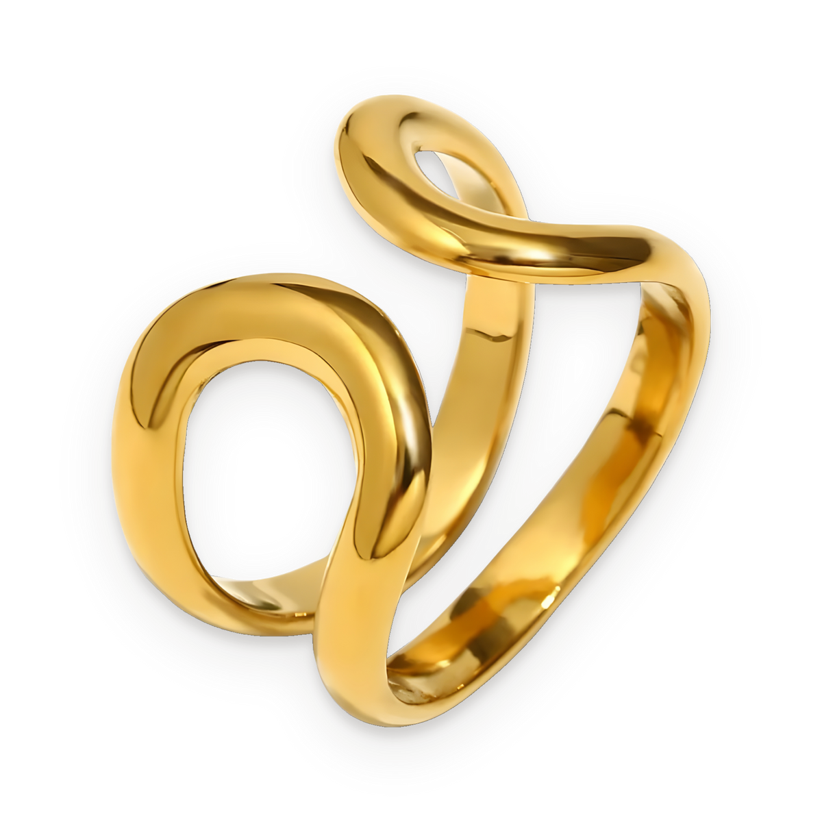 Anillo abierto en acero dorado