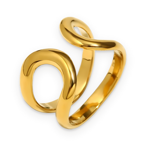 Anillo abierto en acero dorado