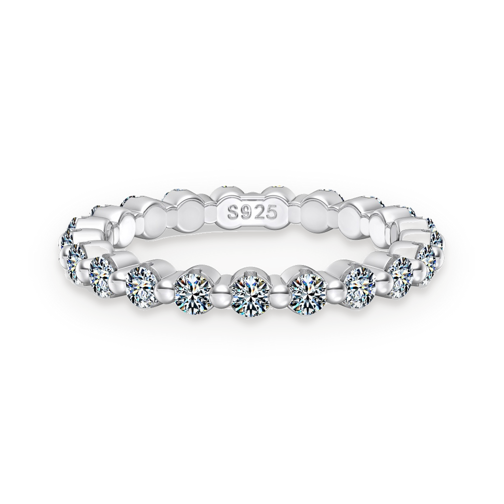 Anillo eternity de moissanitas 0,045 ct en plata