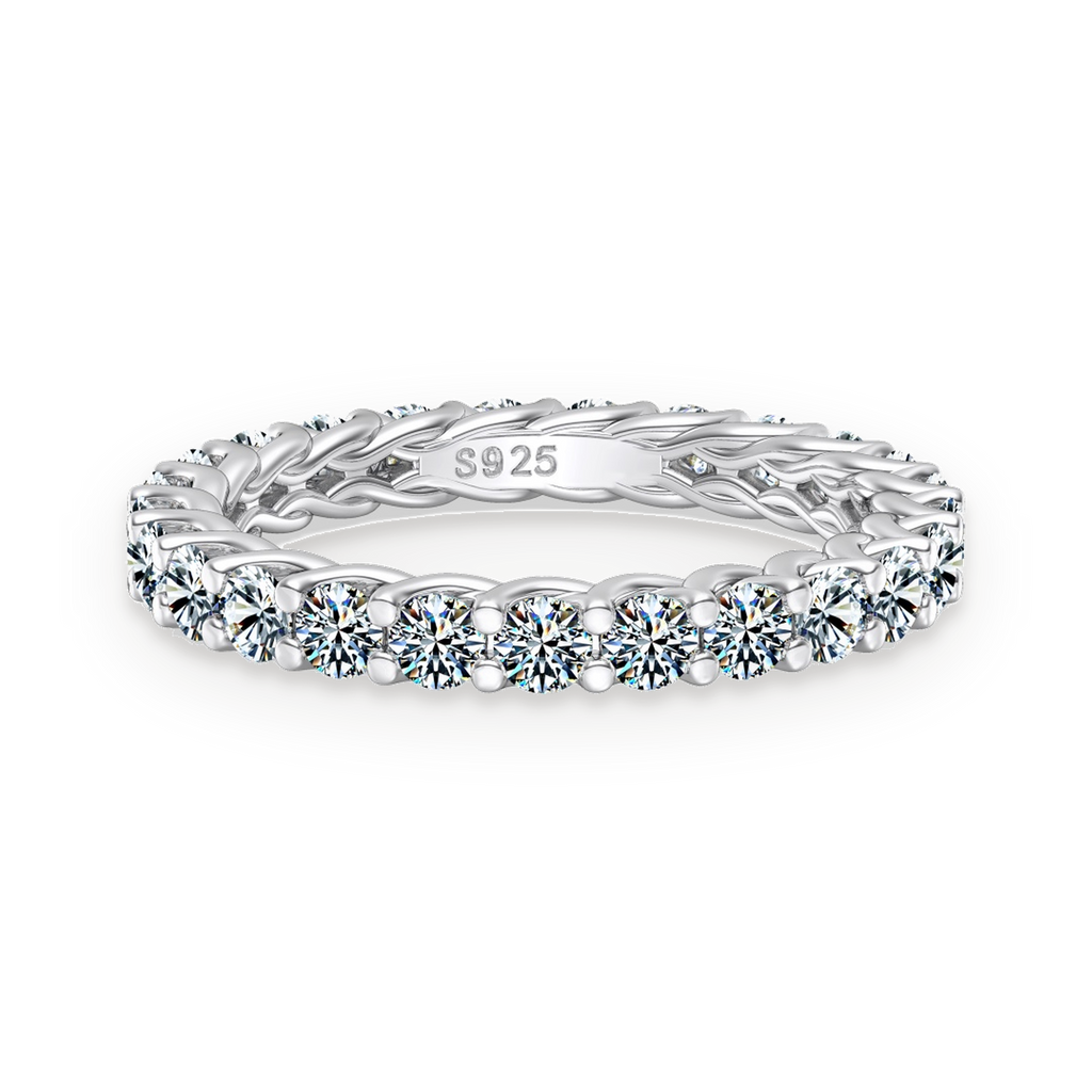 Anillo eternity de moissanitas 0,06 ct en plata