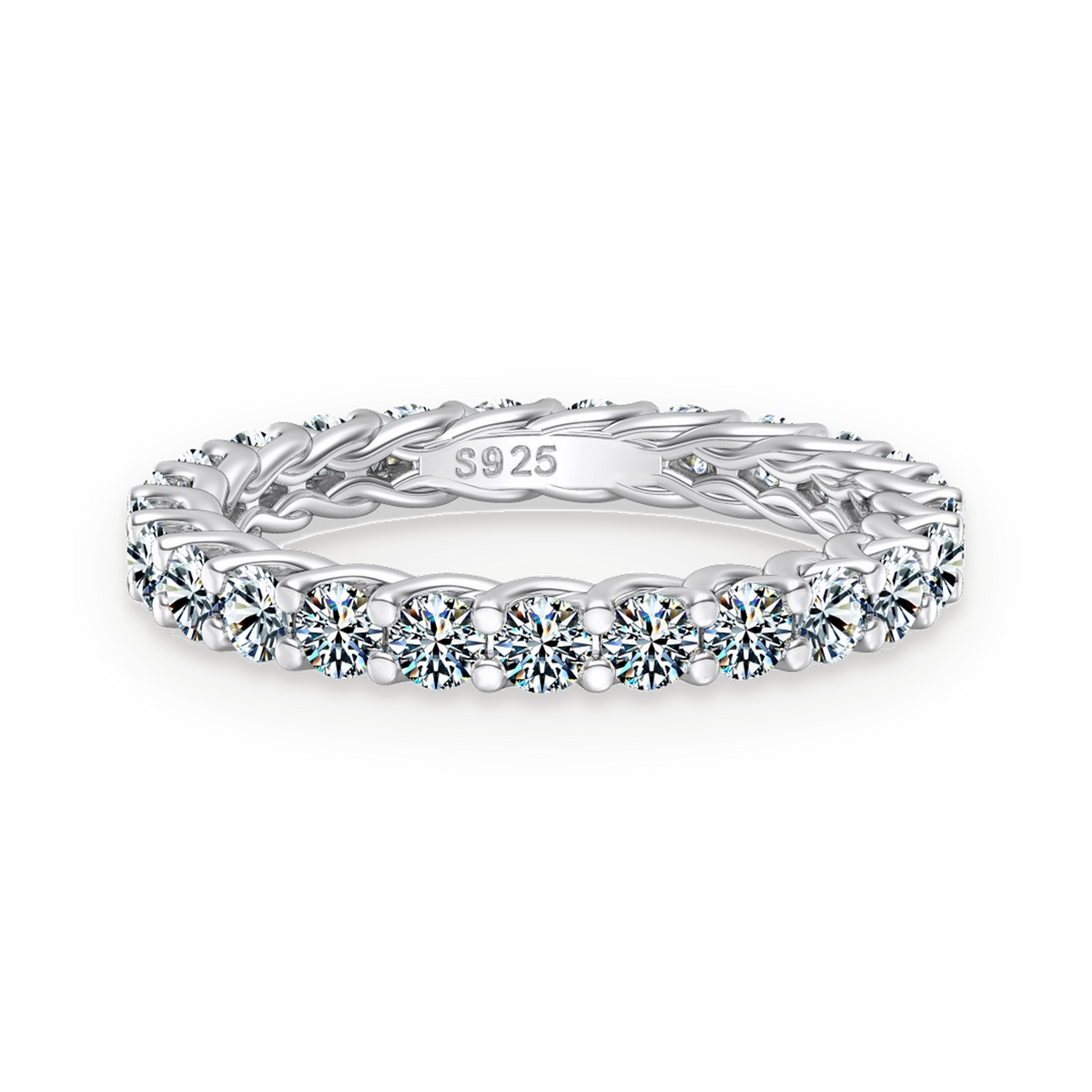 Anillo eternity de moissanitas 0,06 ct en plata