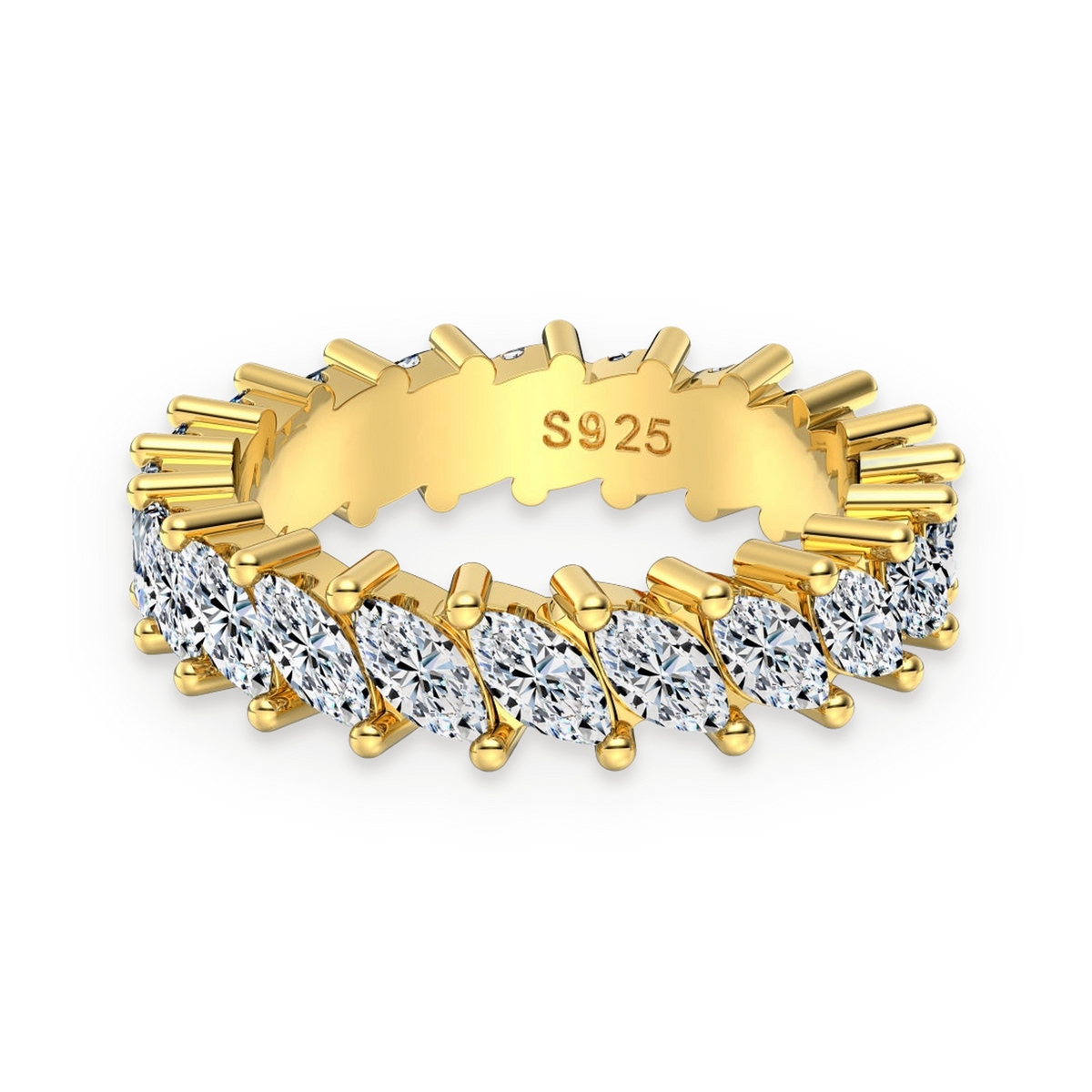 Anillo eternity de moissanitas 0,2 ct dorado