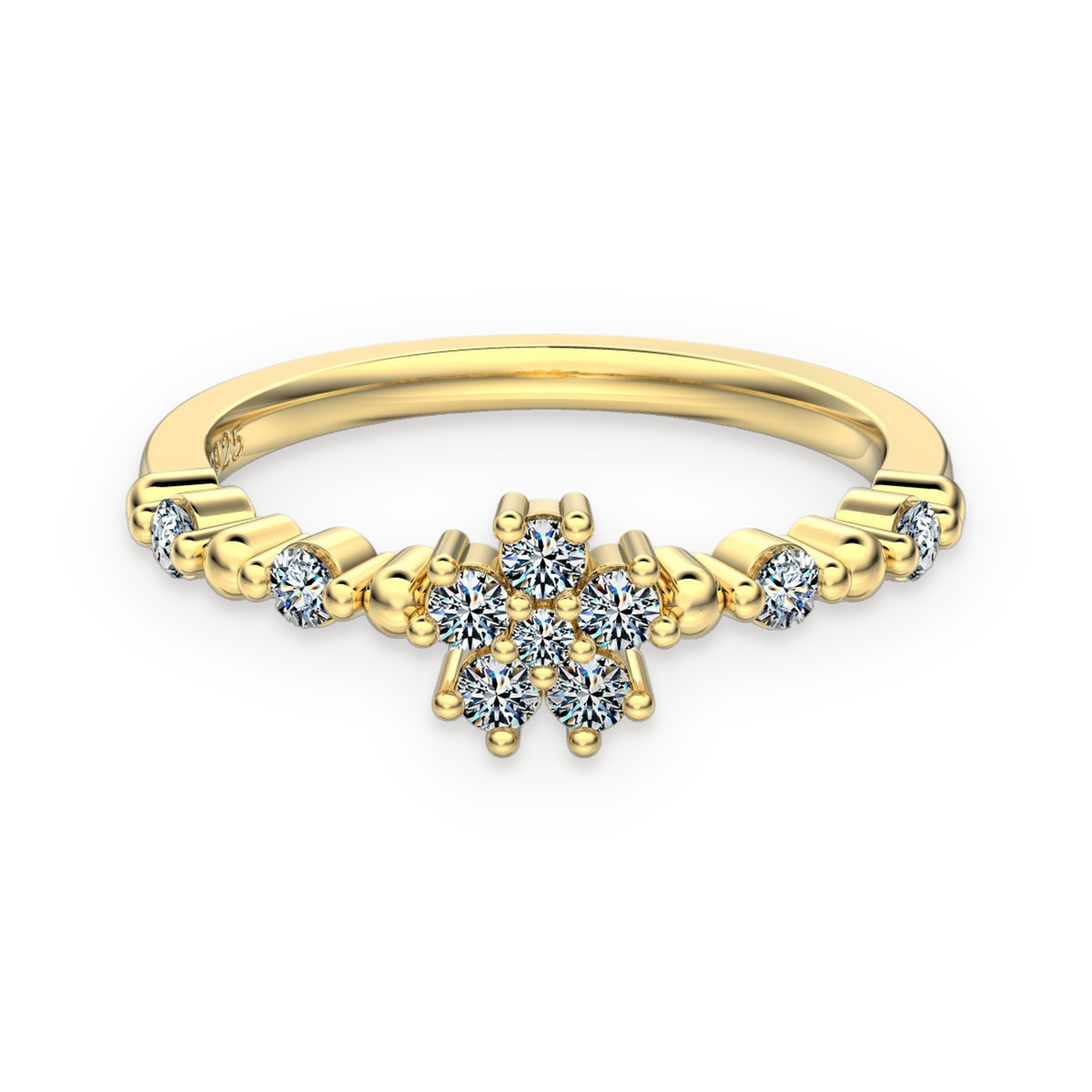 Anillo floral de moissanitas 0,03 ct dorado