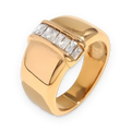 Anillo de banda de piedras rectangulares en acero dorado