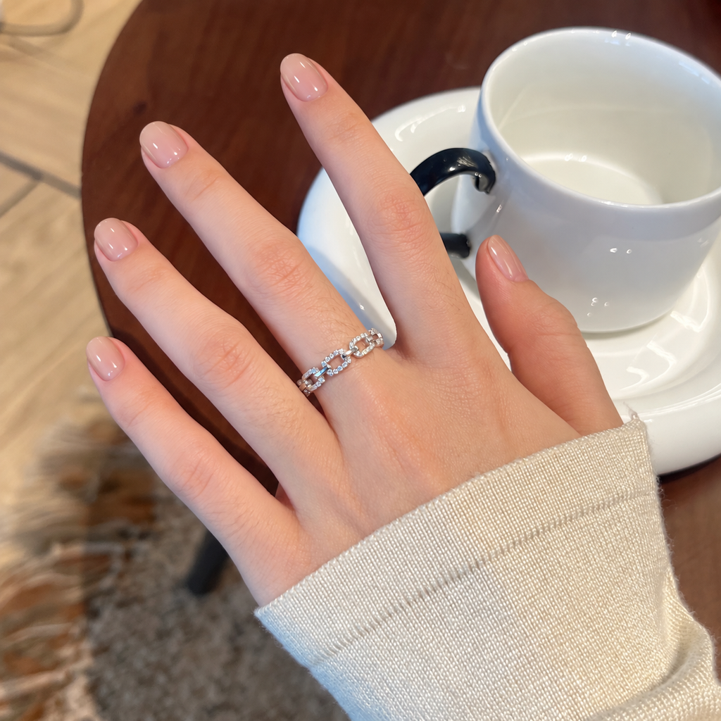 Anillo de cadena de moissanitas 0,4 ct en plata