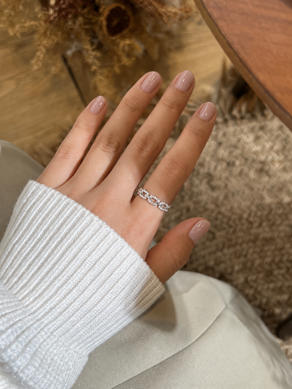 Anillo de cadena de moissanitas 0,4 ct en plata