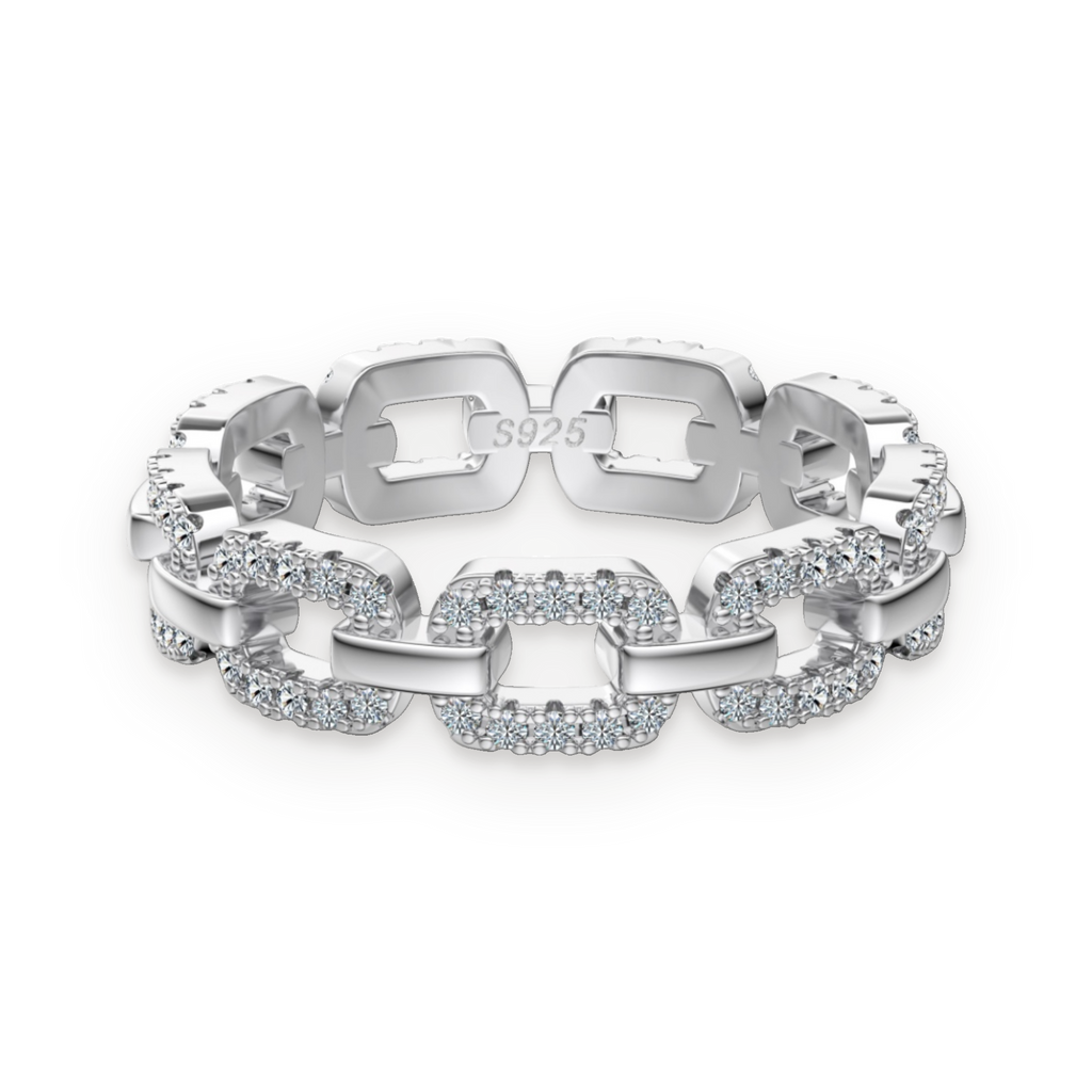 Anillo de cadena de moissanitas 0,4 ct en plata
