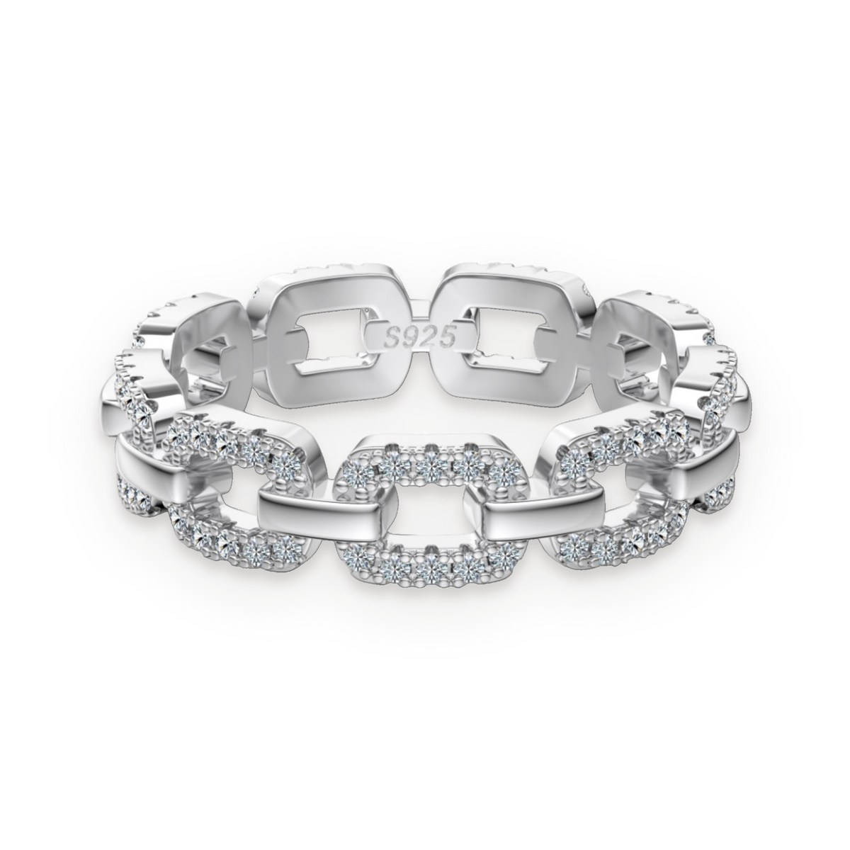 Anillo de cadena de moissanitas 0,4 ct en plata