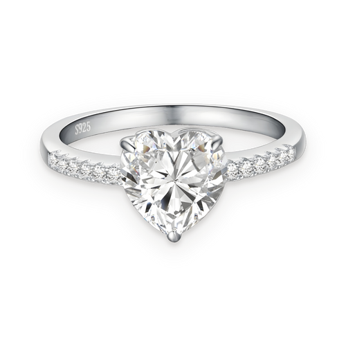 Anillo con corazón de moissanita 2 ct en plata