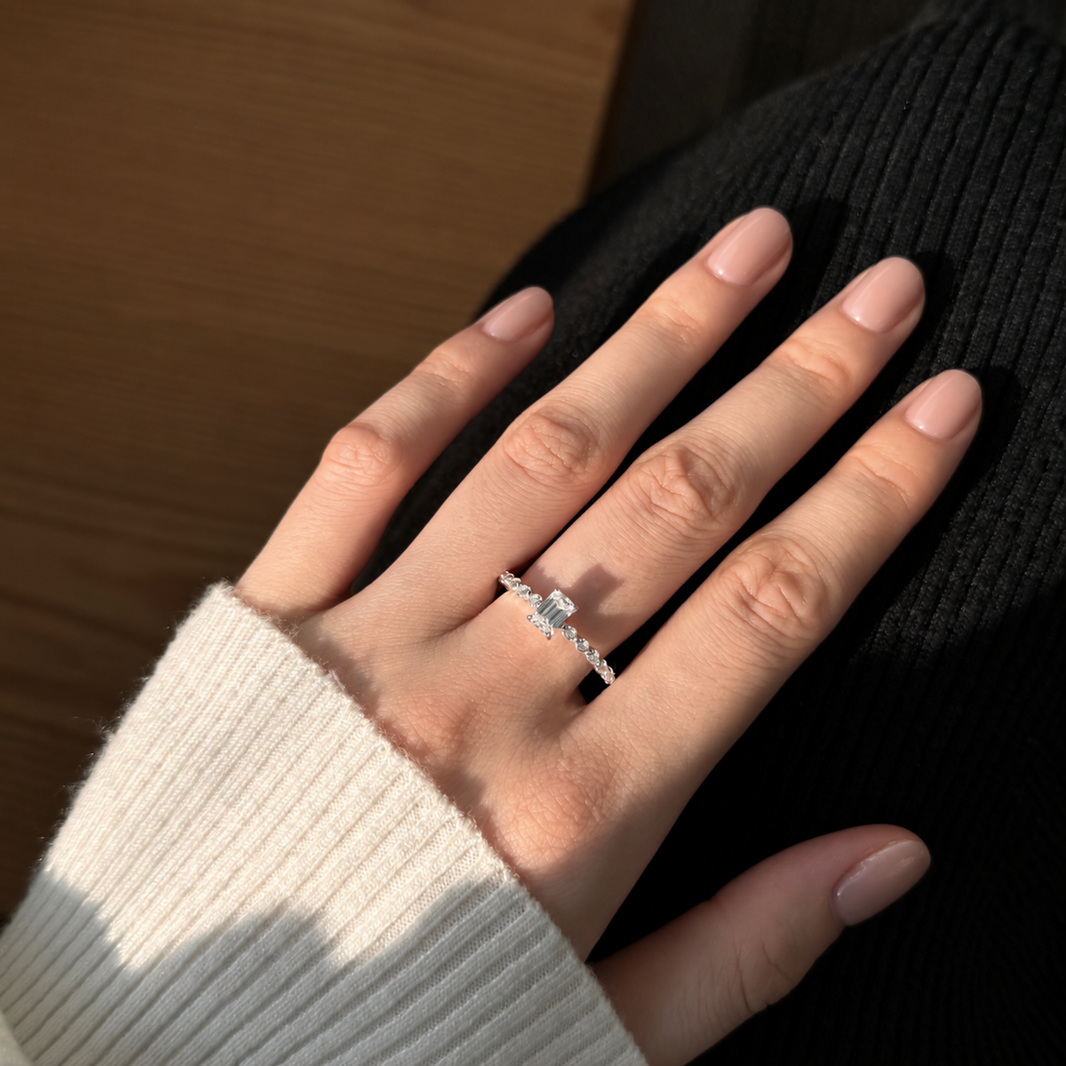 Anillo solitario de moissanita 0,6 ct en plata