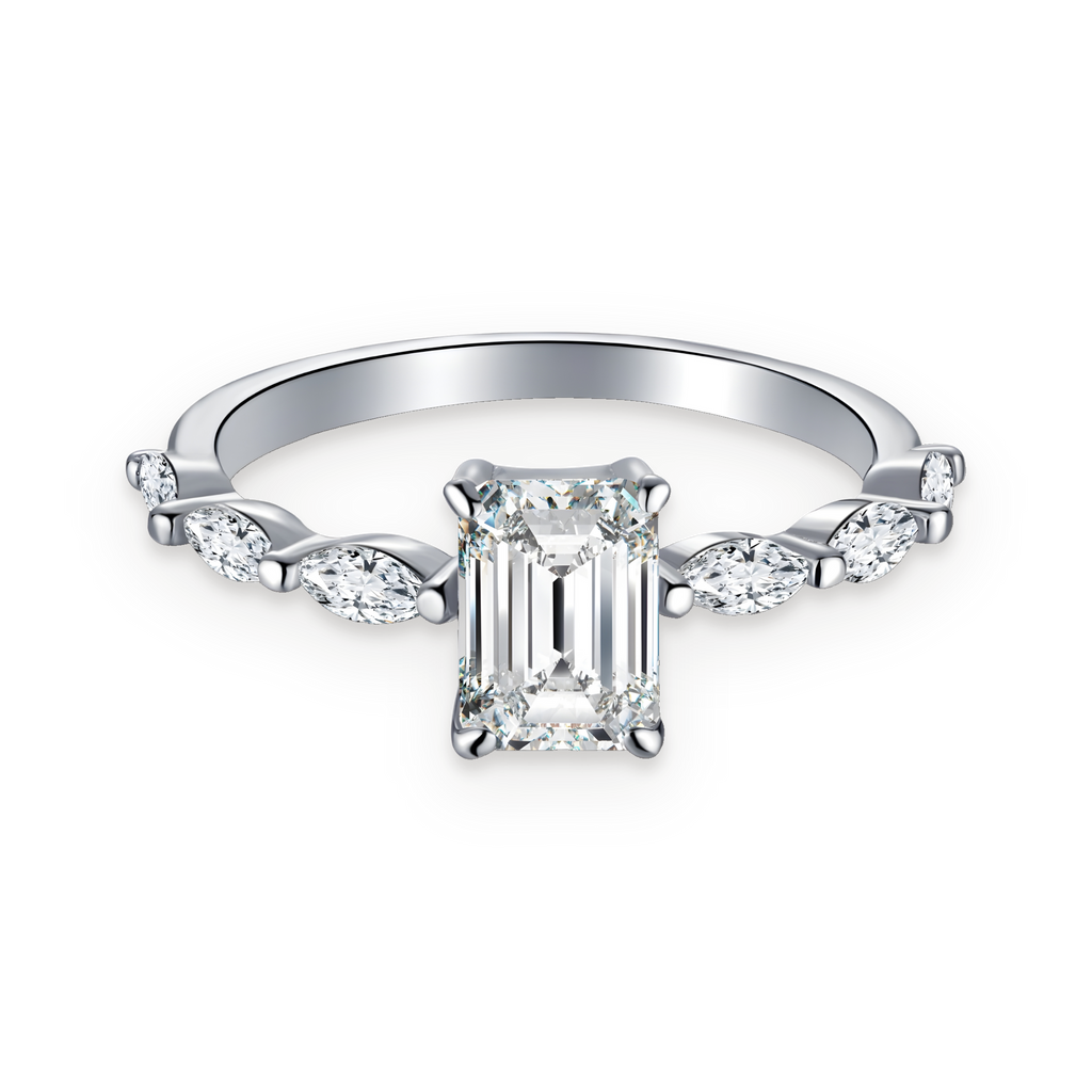 Anillo solitario de moissanita y circonitas 1 ct en plata