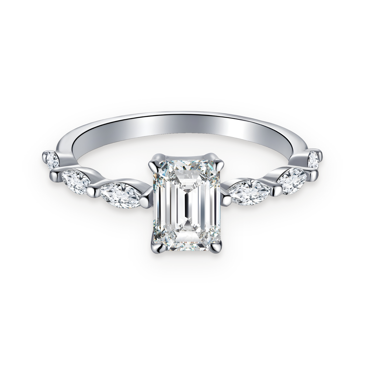 Anillo solitario de moissanita y circonitas 1 ct en plata