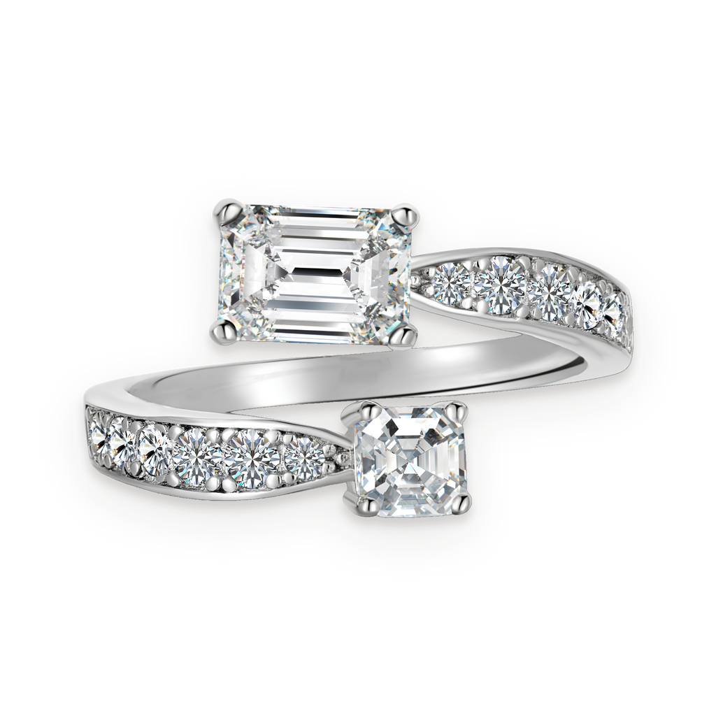 Anillo abierto de moissanitas 1,65 ct en plata