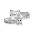 Anillo abierto de moissanitas 1,65 ct en plata