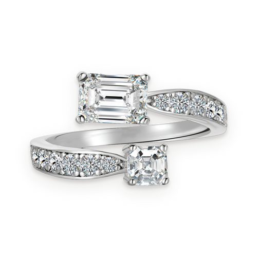 Anillo abierto de moissanitas 1,65 ct en plata