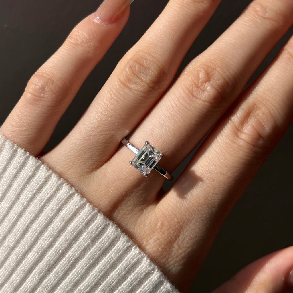 Anillo solitario de moissanita 2 ct en plata