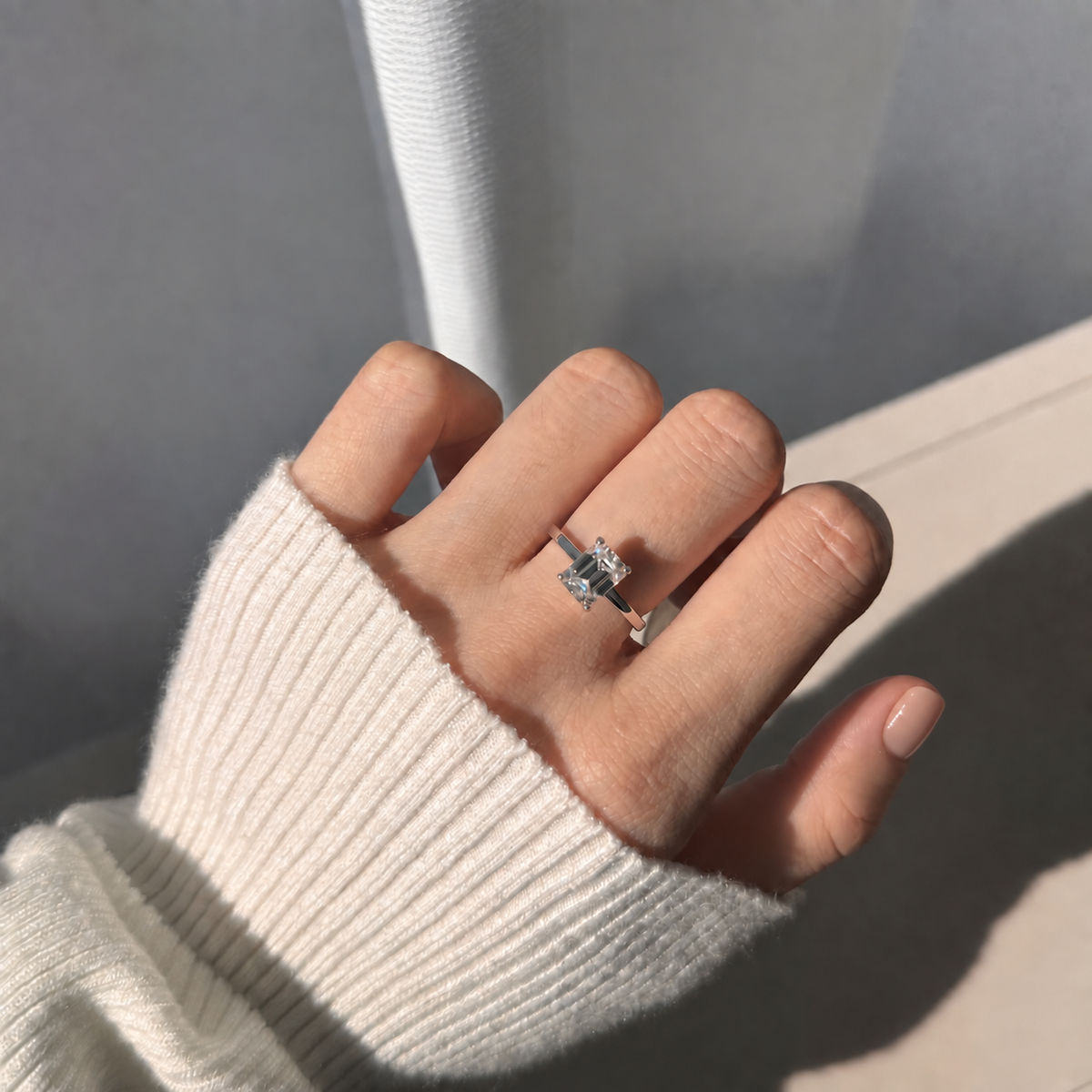 Anillo solitario de moissanita 2 ct en plata