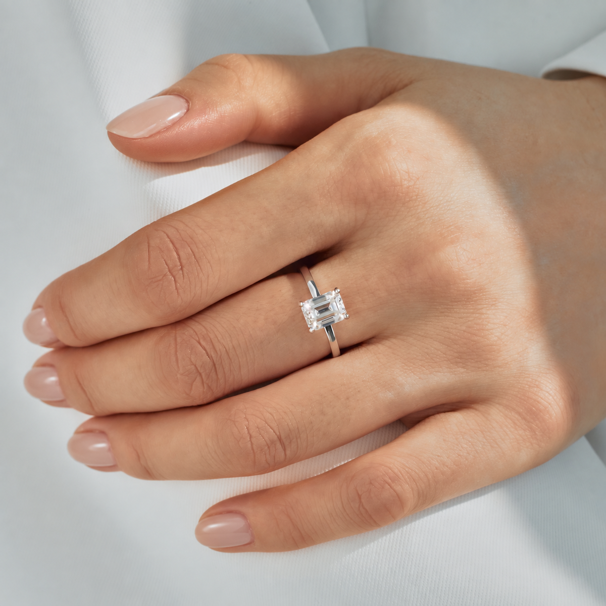 Anillo solitario de moissanita 2 ct en plata