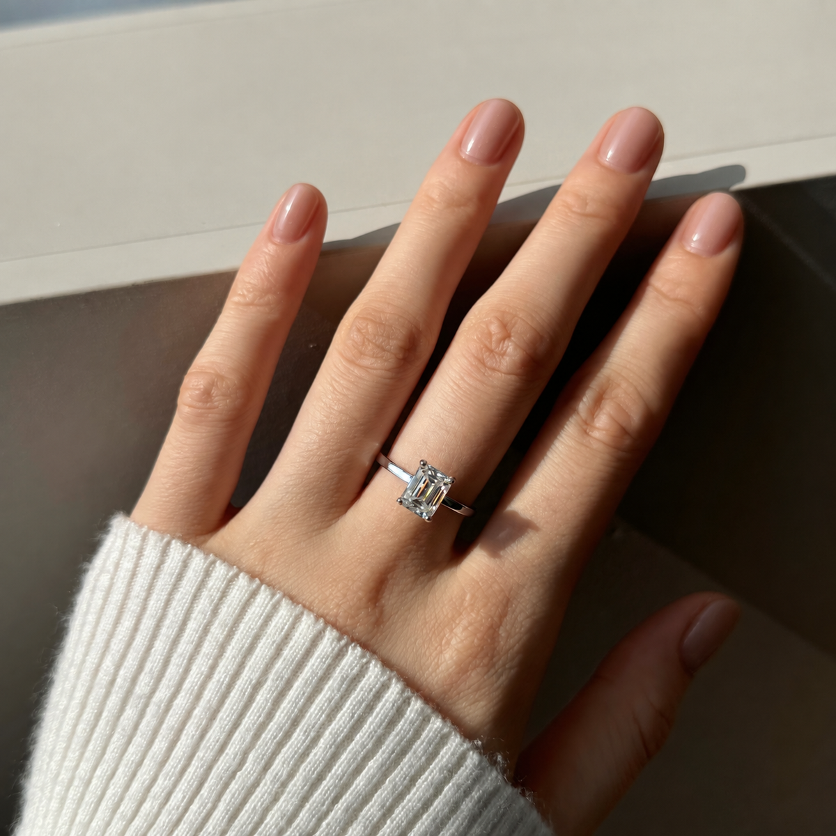 Anillo solitario de moissanita 2 ct en plata
