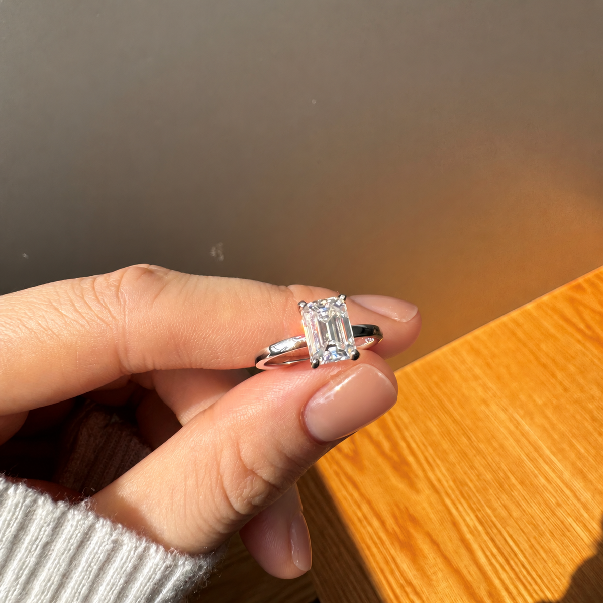 Anillo solitario de moissanita 2 ct en plata