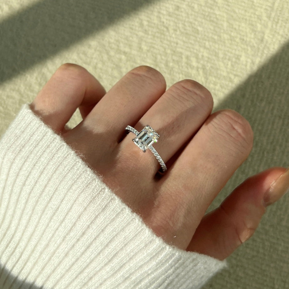 Anillo solitario de moissanita 2 ct en plata