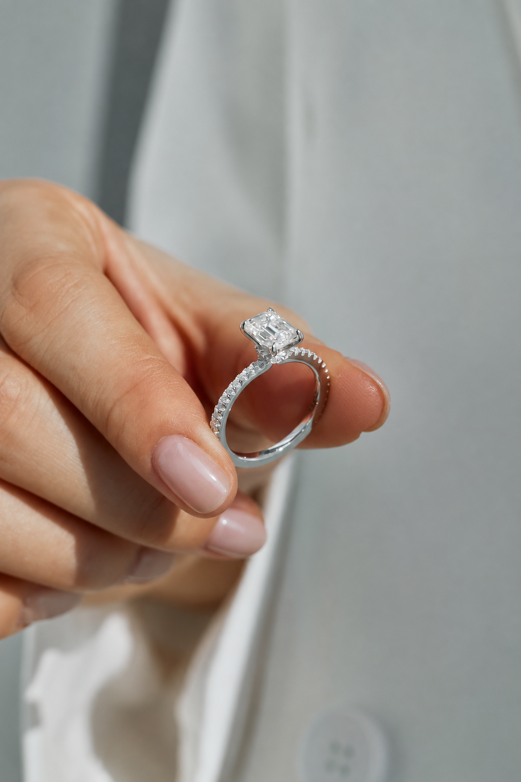 Anillo solitario de moissanita 2 ct en plata