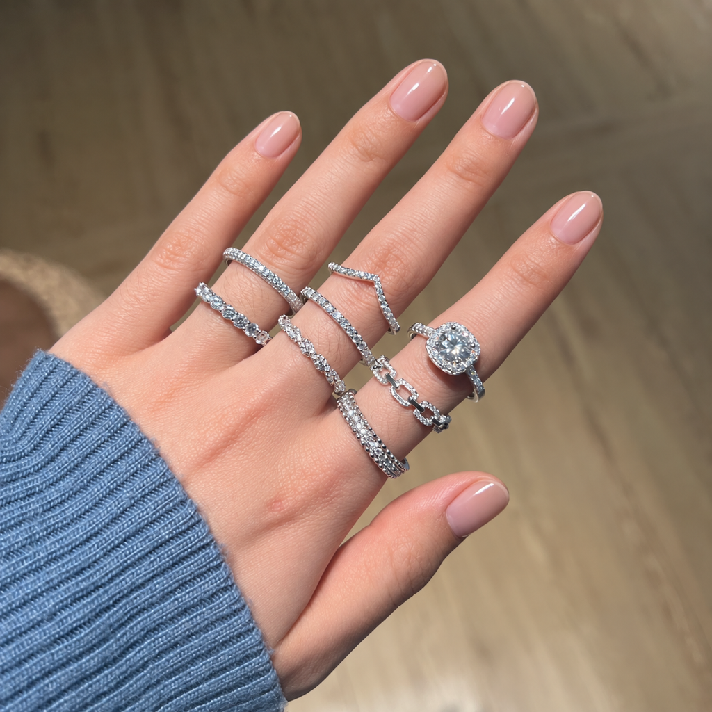 Anillo eternity de moissanitas 0,525 ct en plata