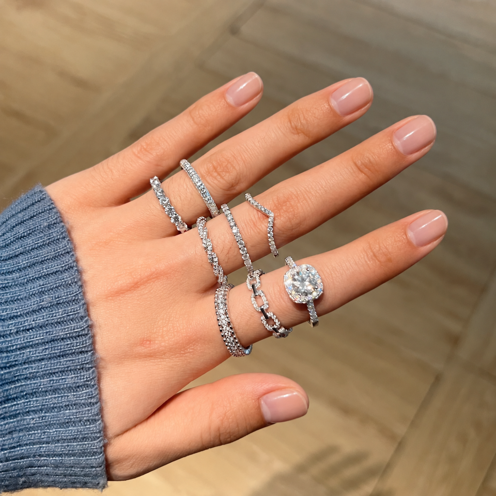 Anillo eternity de moissanitas 0,525 ct en plata
