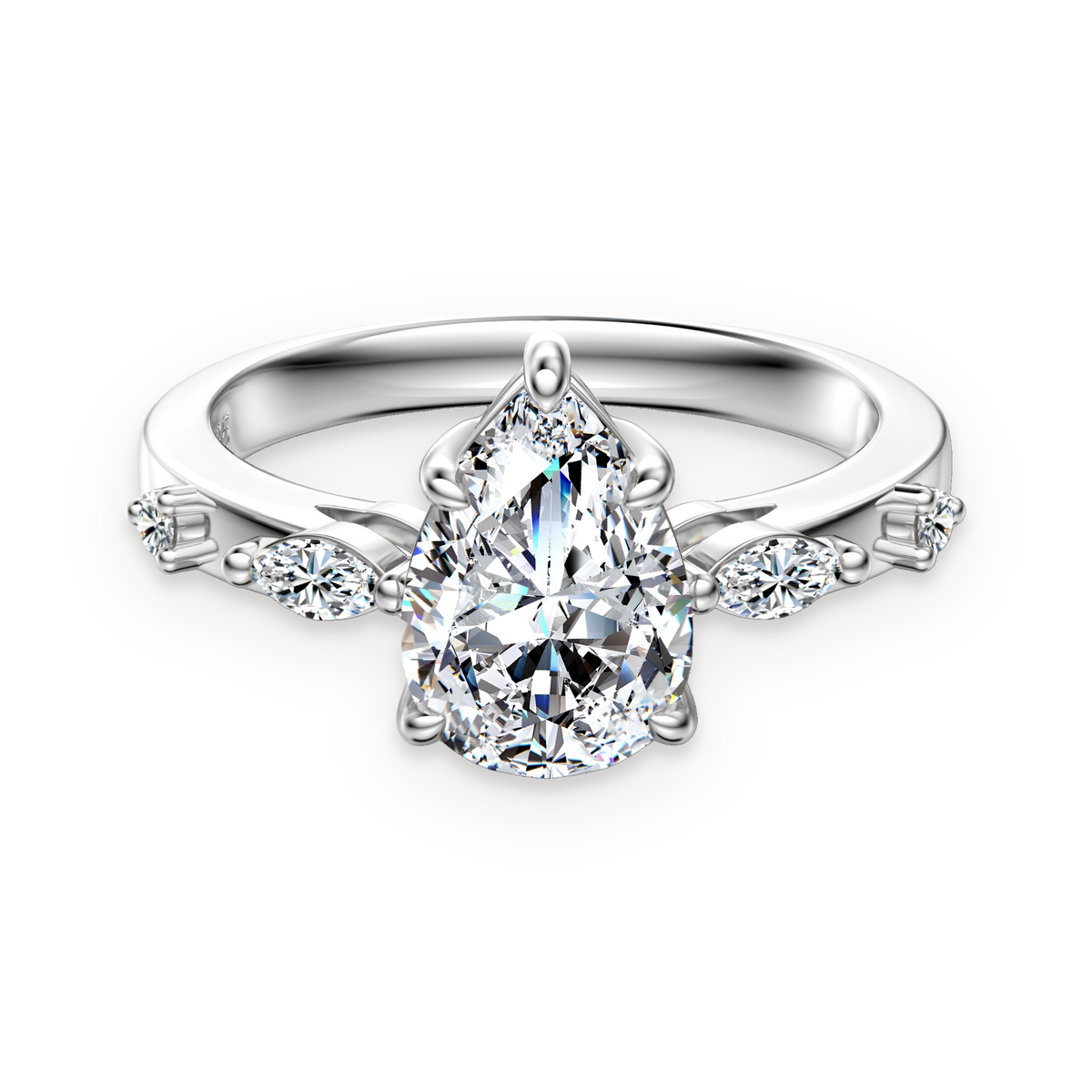 Anillo de tres piedras de moissanitas 2 ct en plata
