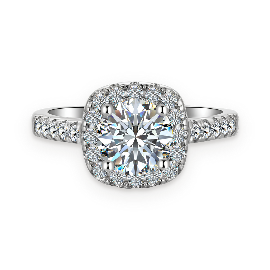 Anillo halo de moissanitas 1,2 ct en plata
