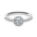 Anillo halo de moissanitas 0,5 ct en plata