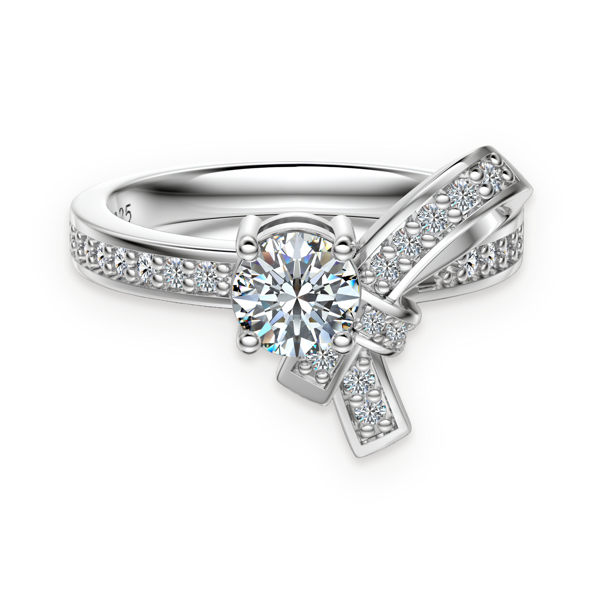 Anillo lazo de moissanita 0,6 ct en plata