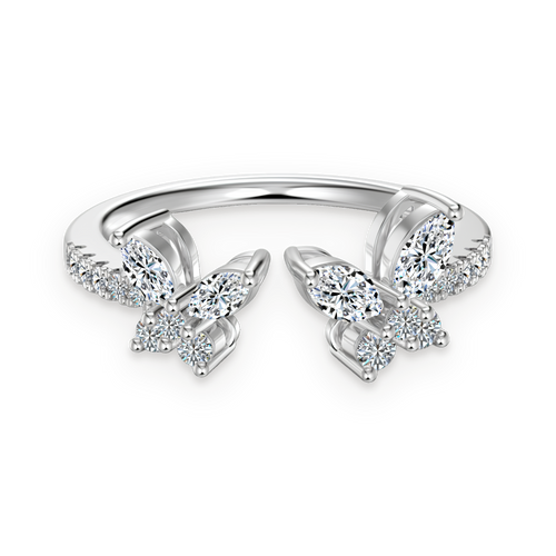Anillo de mariposas de moissanitas 0,835 ct en plata