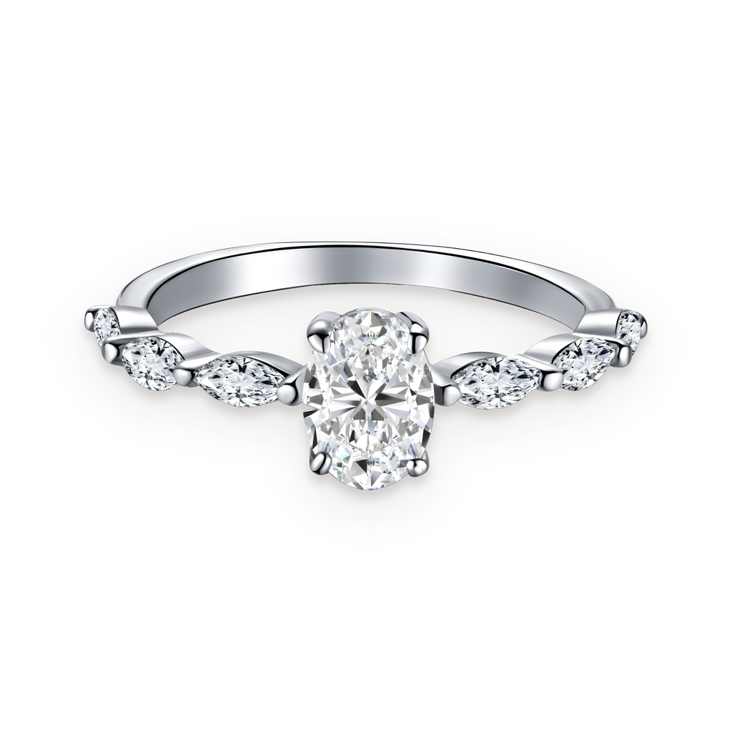 Anillo con piedra central oval de moissanita 0,8 ct en plata