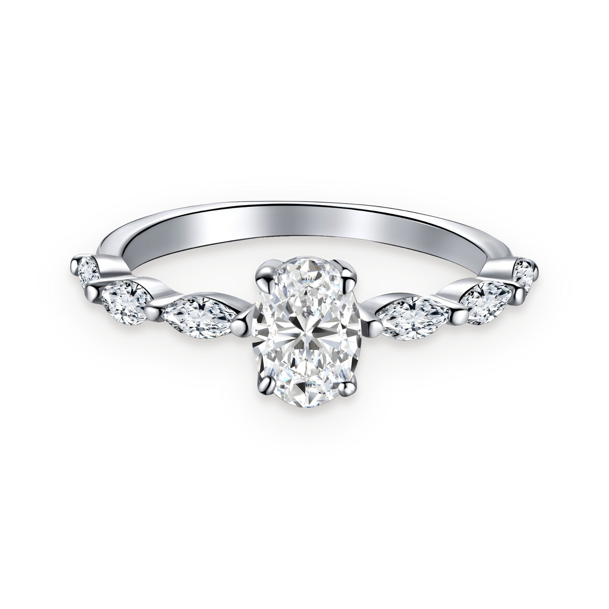 Anillo con piedra central oval de moissanita 0,8 ct en plata