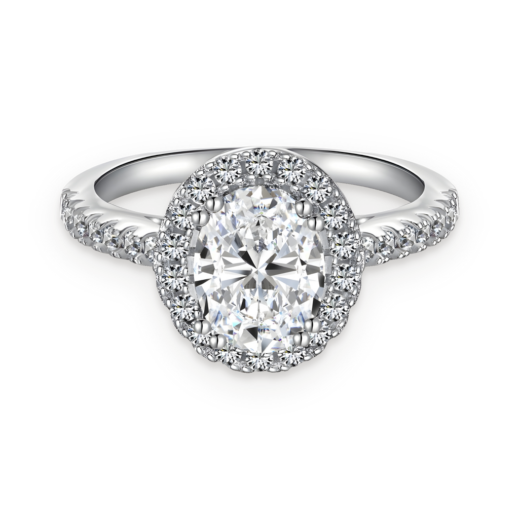 Anillo halo de moissanita 1,5 ct en plata