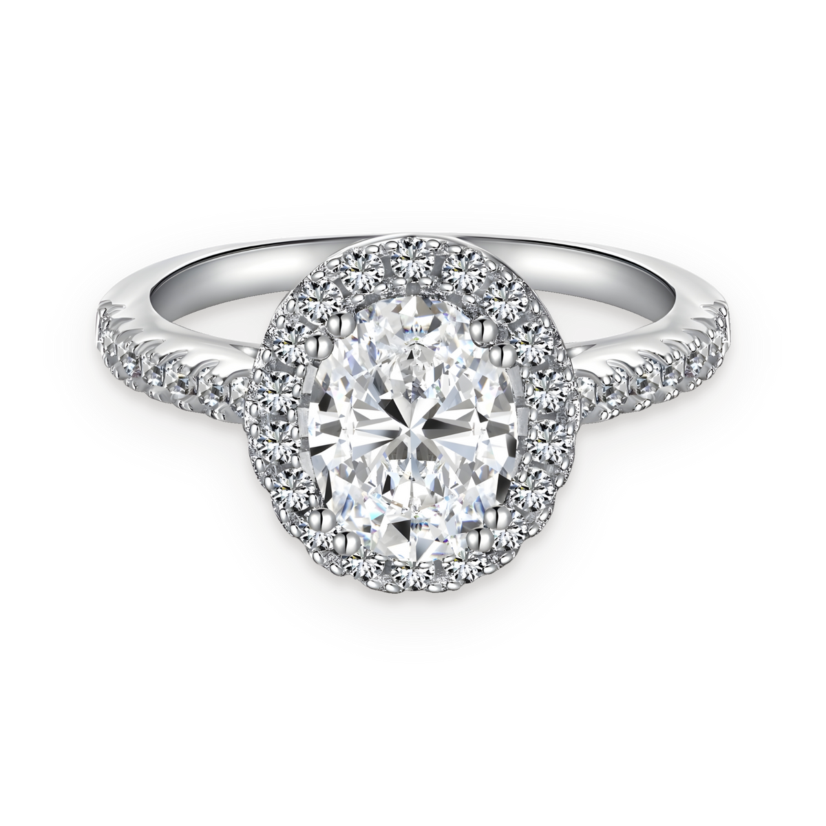 Anillo halo de moissanita 1,5 ct en plata