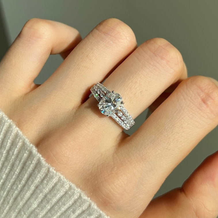 Anillo de pavé de moissanita 2 ct en plata