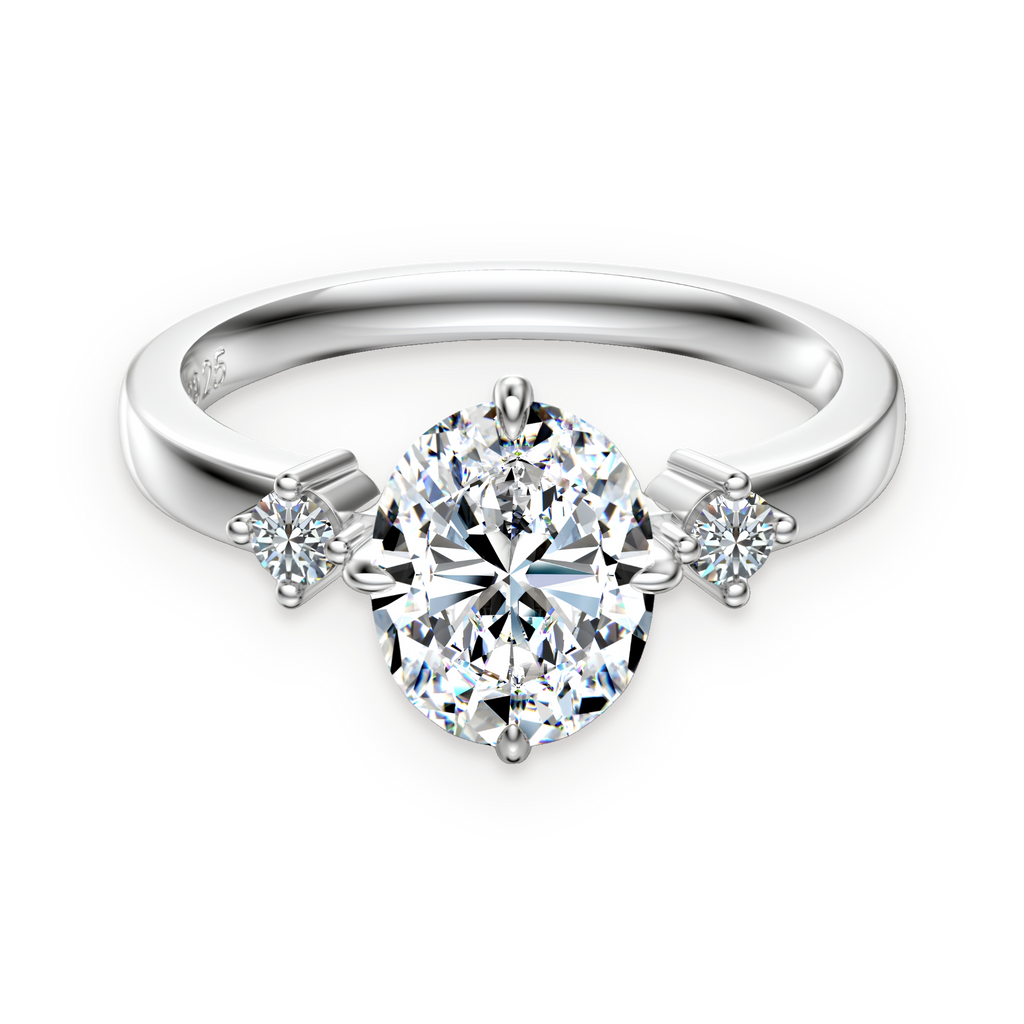 Anillo de tres piedras de moissanitas 2 ct en plata